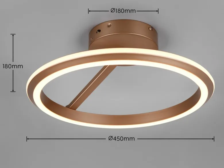 LED Deckenleuchte AMADOR Metall Coffee, dimmbar & Lichtfarbe einstellbar Ø 45cm