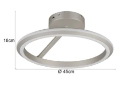 LED Deckenleuchte AMADOR Metall Silber, dimmbar & Lichtfarbe einstellbar Ø 45cm