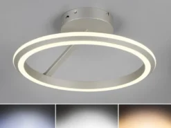 LED Deckenleuchte AMADOR Metall Silber, dimmbar & Lichtfarbe einstellbar Ø 45cm