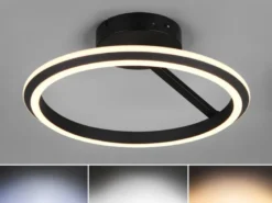 LED Deckenleuchte AMADOR Metall Schwarz, dimmbar & Lichtfarbe einstellbar Ø 45cm