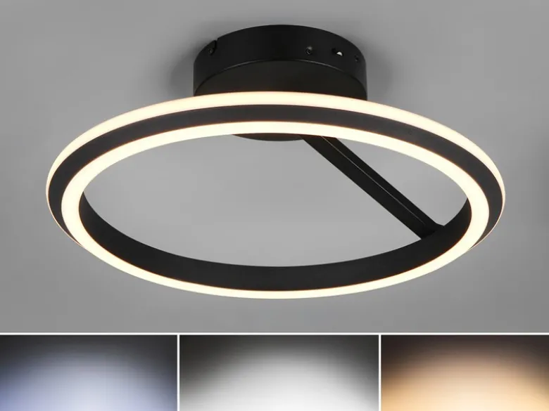 LED Deckenleuchte AMADOR Metall Schwarz, dimmbar & Lichtfarbe einstellbar Ø 45cm