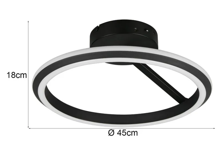 LED Deckenleuchte AMADOR Metall Schwarz, dimmbar & Lichtfarbe einstellbar Ø 45cm