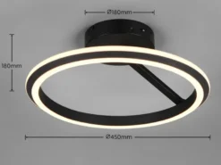 LED Deckenleuchte AMADOR Metall Schwarz, dimmbar & Lichtfarbe einstellbar Ø 45cm