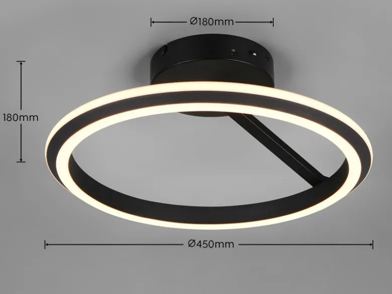 LED Deckenleuchte AMADOR Metall Schwarz, dimmbar & Lichtfarbe einstellbar Ø 45cm