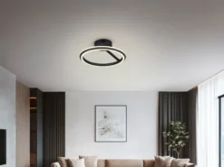 LED Deckenleuchte AMADOR Metall Schwarz, dimmbar & Lichtfarbe einstellbar Ø 45cm