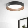 LED Deckenleuchte ARKA Schwarz mit Holzoptik, hell & 3 Lichtfarben Ø 50cm