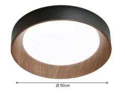 LED Deckenleuchte ARKA Schwarz mit Holzoptik, hell & 3 Lichtfarben Ø 50cm
