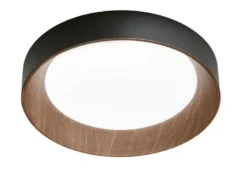 LED Deckenleuchte ARKA Schwarz mit Holzoptik, hell & 3 Lichtfarben Ø 50cm