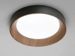 LED Deckenleuchte ARKA Schwarz mit Holzoptik, hell & 3 Lichtfarben Ø 50cm