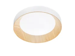 LED Deckenleuchte ARKA Weiß mit Holzoptik & 3 Lichtfarben, Ø 40cm