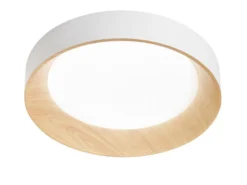 LED Deckenleuchte ARKA Weiß mit Holzoptik, hell & 3 Lichtfarben, Ø 50cm