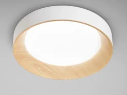 LED Deckenleuchte ARKA Weiß mit Holzoptik, hell & 3 Lichtfarben, Ø 50cm