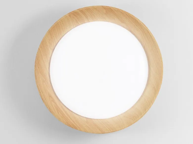 LED Deckenleuchte ARKA Weiß mit Holzoptik, hell & 3 Lichtfarben, Ø 50cm