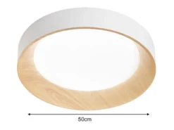 LED Deckenleuchte ARKA Weiß mit Holzoptik, hell & 3 Lichtfarben, Ø 50cm