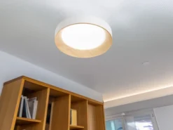 LED Deckenleuchte ARKA Weiß mit Holzoptik, hell & 3 Lichtfarben, Ø 50cm