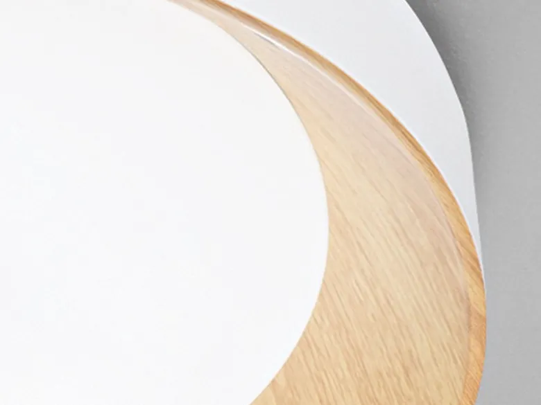 LED Deckenleuchte ARKA Weiß mit Holzoptik, hell & 3 Lichtfarben, Ø 50cm