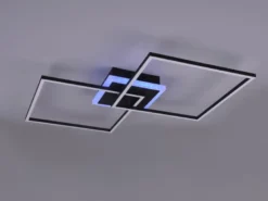 LED Deckenleuchte ARRIBO Schwarz 3 Stufen Dimmer & Farbwechsler, Breite 85cm