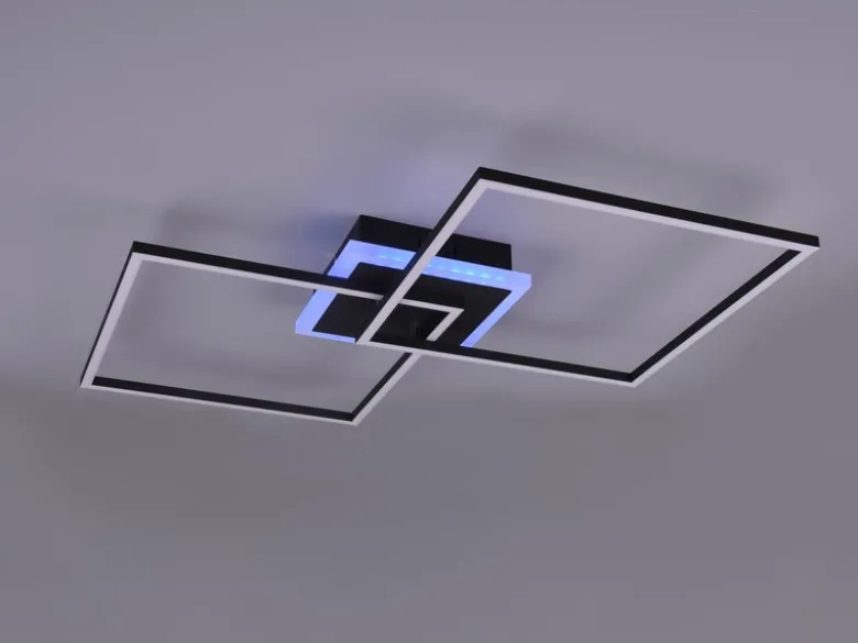 LED Deckenleuchte ARRIBO Schwarz 3 Stufen Dimmer & Farbwechsler, Breite 85cm