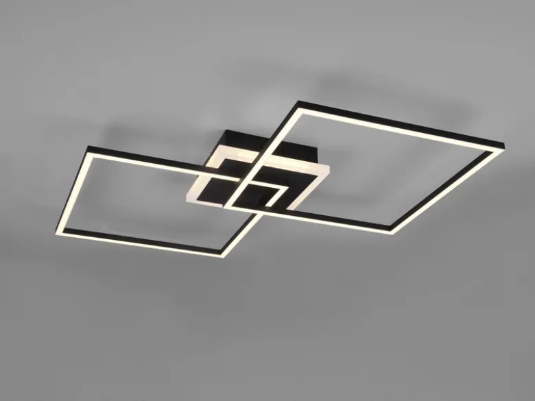 LED Deckenleuchte ARRIBO Schwarz 3 Stufen Dimmer & Farbwechsler, Breite 85cm