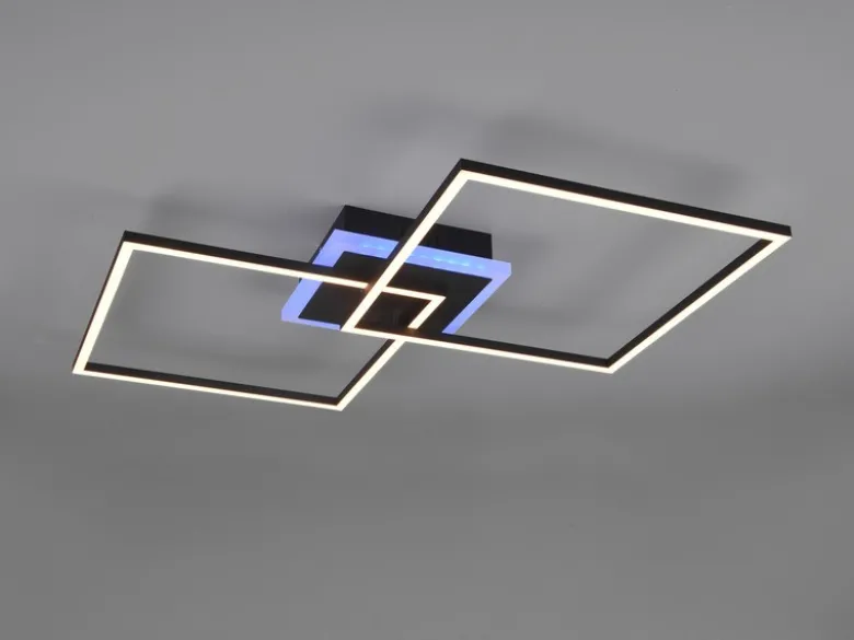 LED Deckenleuchte ARRIBO Schwarz 3 Stufen Dimmer & Farbwechsler, Breite 85cm