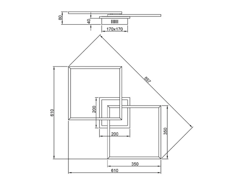 LED Deckenleuchte ARRIBO Schwarz 3 Stufen Dimmer & Farbwechsler, Breite 85cm