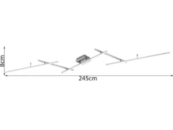 LED Deckenleuchte ARVIN Silber mit Fernbedienung & Farbwechsel, Breite 245cm
