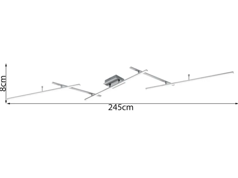 LED Deckenleuchte ARVIN Silber mit Fernbedienung & Farbwechsel, Breite 245cm