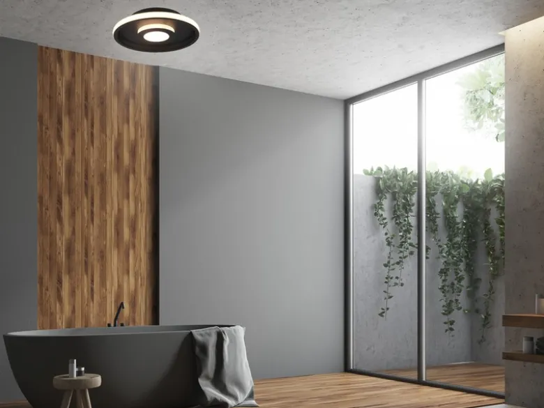 LED Deckenleuchte ASCARI rund Schwarz matt dimmbar IP44, Ø 30cm