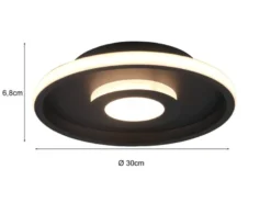 LED Deckenleuchte ASCARI rund Schwarz matt dimmbar IP44, Ø 30cm