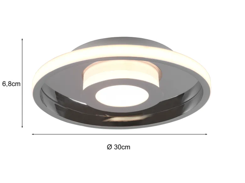 LED Deckenleuchte ASCARI rund Silber Chrom dimmbar IP44, Ø 30cm