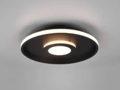 LED Deckenleuchte ASCARI rund Schwarz matt dimmbar IP44, Ø 40cm