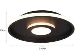 LED Deckenleuchte ASCARI rund Schwarz matt dimmbar IP44, Ø 40cm