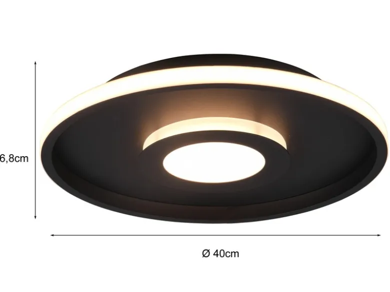 LED Deckenleuchte ASCARI rund Schwarz matt dimmbar IP44, Ø 40cm