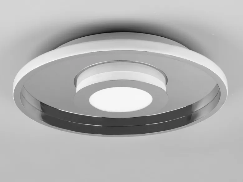 LED Deckenleuchte ASCARI rund Silber Chrom dimmbar IP44, Ø 40cm