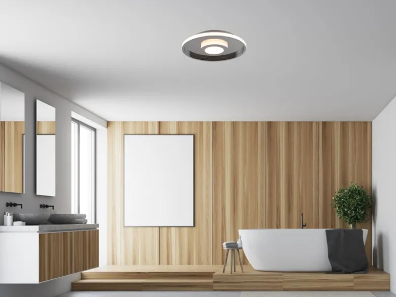 LED Deckenleuchte ASCARI rund Silber Chrom dimmbar IP44, Ø 40cm