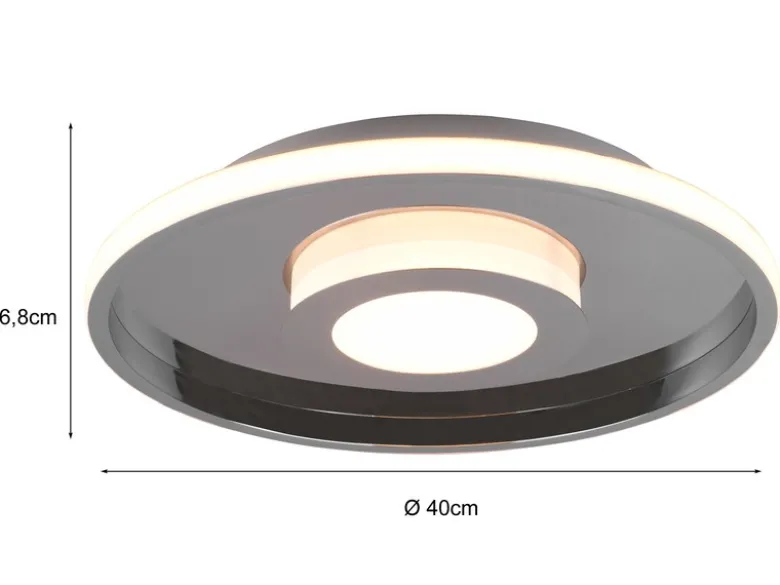 LED Deckenleuchte ASCARI rund Silber Chrom dimmbar IP44, Ø 40cm