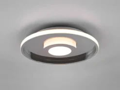 LED Deckenleuchte ASCARI rund Silber Chrom dimmbar IP44, Ø 40cm