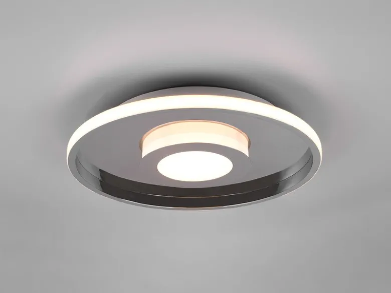 LED Deckenleuchte ASCARI rund Silber Chrom dimmbar IP44, Ø 40cm