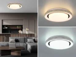 LED Deckenleuchte ATRIA Fernbedienung dimmbar Sternenhimmel Schwarz, Ø 27cm