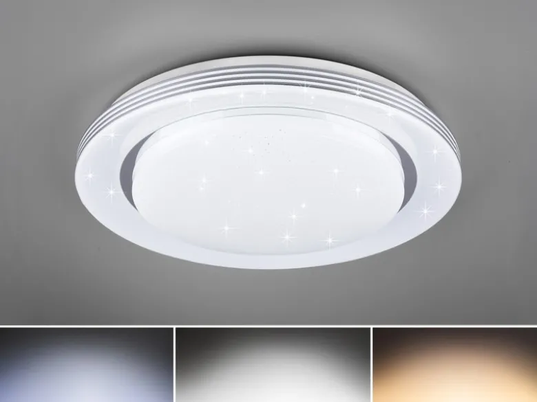LED Deckenleuchte ATRIA Fernbedienung dimmbar Sternenhimmel Weiß, Ø 58cm