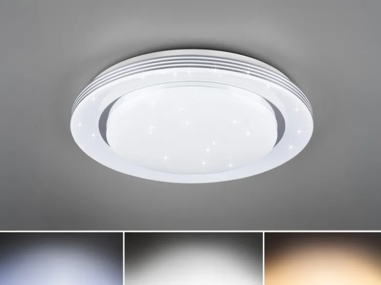 LED Deckenleuchte ATRIA Fernbedienung dimmbar Sternenhimmel Weiß, Ø 27cm