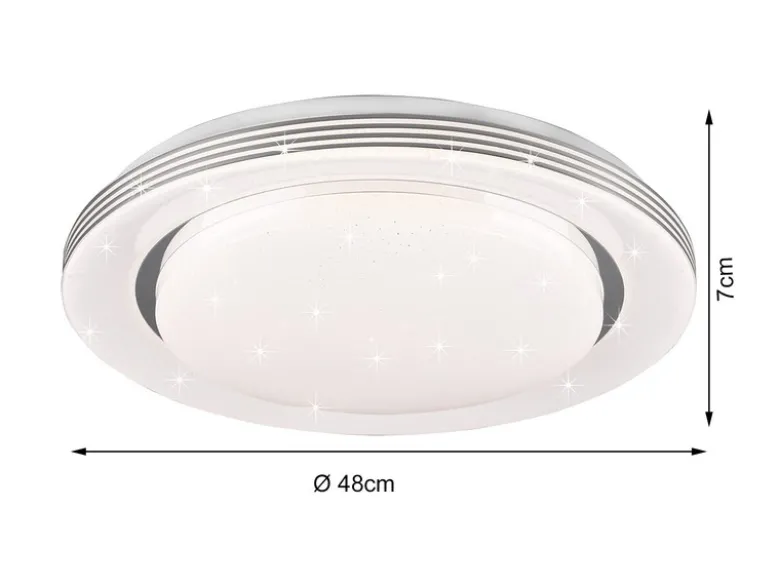 LED Deckenleuchte ATRIA mit Fernbedienung dimmbar Sternenhimmel Weiß Ø 48cm