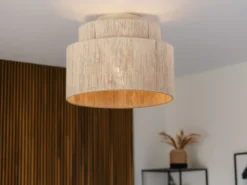LED Deckenleuchte aus Jute Natur im Boho Stil, Ø 30cm