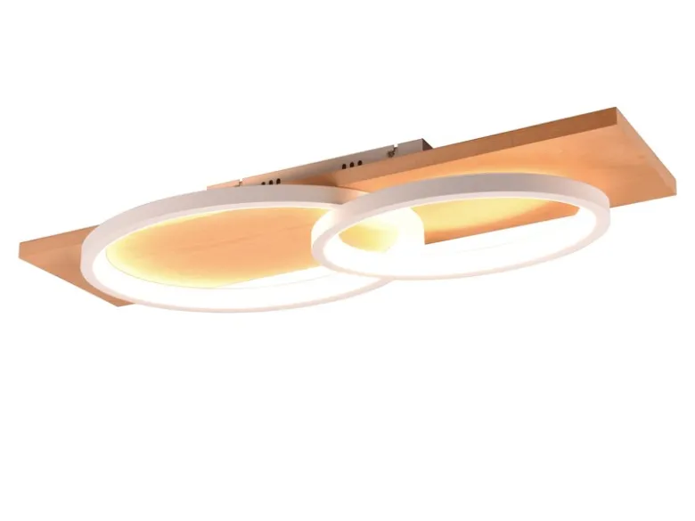 LED Deckenleuchte BARCA dimmbar Naturholz, Metall Weiß, Breite 75cm