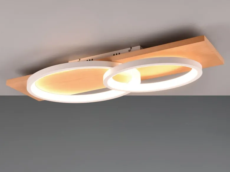 LED Deckenleuchte BARCA dimmbar Naturholz, Metall Weiß, Breite 75cm