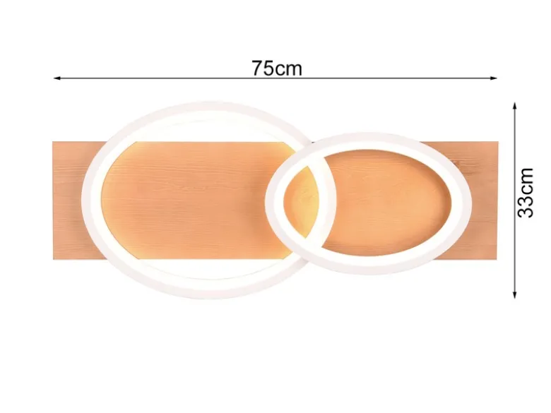 LED Deckenleuchte BARCA dimmbar Naturholz, Metall Weiß, Breite 75cm