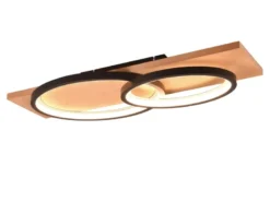 LED Deckenleuchte BARCA dimmbar Naturholz Metall Schwarz, Breite 75cm