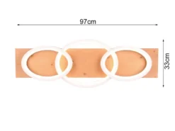 LED Deckenleuchte BARCA dimmbar Naturholz, Metall Weiß, Breite 97cm