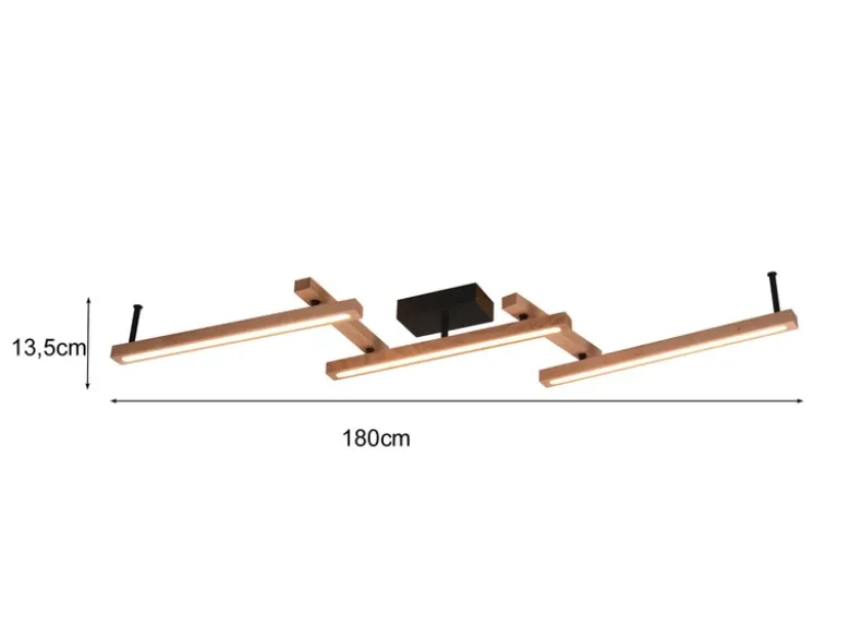 LED Deckenleuchte BELLARI aus Holz mit Fernbedienung, Breite max. 180cm