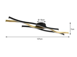 LED Deckenleuchte BLAZE dimmbar Lichtfarbe einstellbar Schwarz Gold, B: 107cm